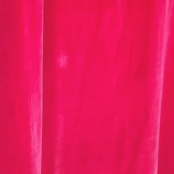 Fuchsia Floral Pink Velvet 70s Long Sleeveless Dress w Crepe Collar - Picture 3 of 13